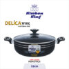 Kitchen King Delica deep nonstick wok with tempered glass lid – ideal for karahi chicken, stir fry and deep frying