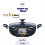 Non- stick Delica Wok with Glass Lid