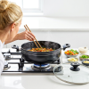 Delica nonstick wok on gas stove with curry cooking – PFOA-free deep karahi pan by Kitchen King USA