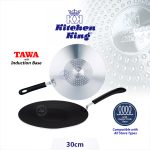 Kitchen King nonstick induction tawa 30cm – induction compatible PFOA-free flat pan for dosa, roti and chapati
