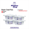 Kitchen King large brazier pot set 13 to 16 inch 8 pieces with lids – heavy gauge aluminium for large family and catering cooking USA