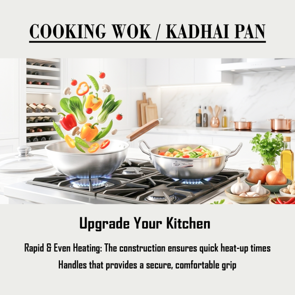 Shop premium wok, karahi pan brought to you by best healthy cookware. Strong built quality makes cooking easier. Buy online at best prices today!