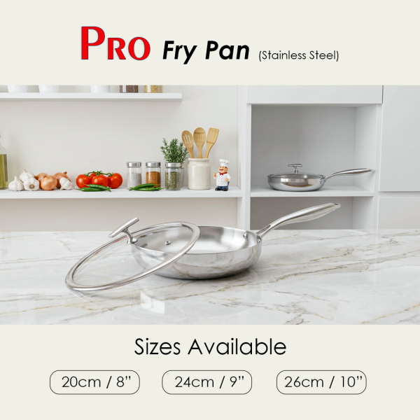 Tri-Ply stainless steel fry pan – no coating induction compatible. Best in USA