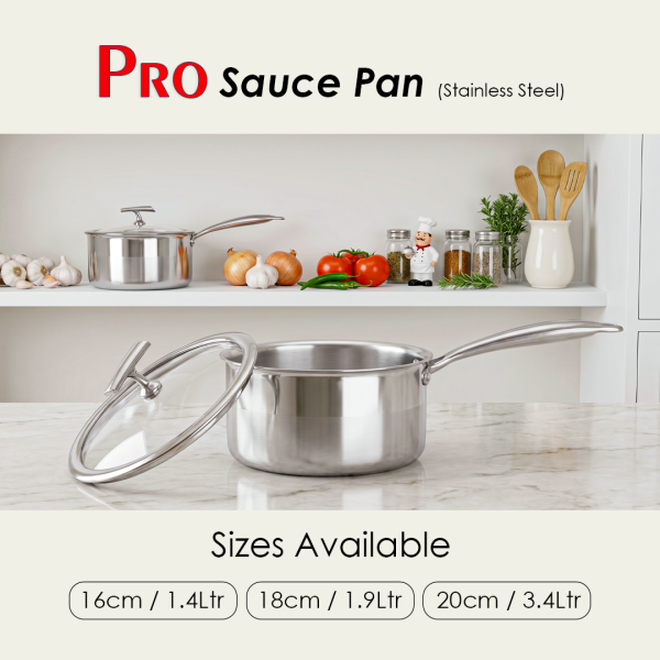 Kitchen King Tri-Ply stainless steel sauce pan – induction compatible. Best sauce pan in USA