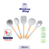 Kitchen King silicone cooking spoon set all 5 pieces – ladle, serving spoon, slotted spoon, turner, 13 inch